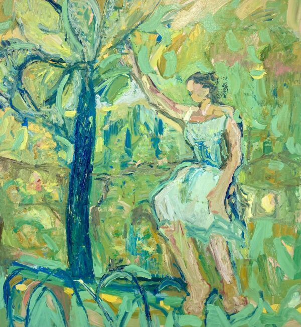 Playing in the green garden oils in canvas 170x160cm 2024 6950 scaled